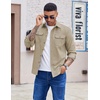 COOFANDY Men’s Long Sleeve Button Up Shirt Jacket with Flap Pockets(Stone)