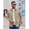 COOFANDY Men’s Long Sleeve Button Up Shirt Jacket with Flap Pockets(Stone)