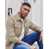 COOFANDY Men’s Long Sleeve Button Up Shirt Jacket with Flap Pockets(Stone)