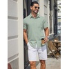 COOFANDY Mens Stretch Dress Shirts Short Sleeve Casual Button Down Shirts with Pocket(Light Green)
