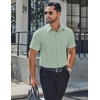 COOFANDY Mens Stretch Dress Shirts Short Sleeve Casual Button Down Shirts with Pocket(Light Green)