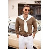 COOFANDY Mens Sweaters Long Sleeve Polos V Neck Casual Pullover Sweater | Knitted Sweater, Soft And Stretch, Regular Fit, Business Work, Fall Fashion 2026(Brown)