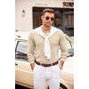 COOFANDY Mens Sweaters Long Sleeve Polos V Neck Casual Pullover Sweater | Knitted Sweater, Soft And Stretch, Regular Fit, Business Work, Fall Fashion 2026(Cream)