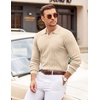 COOFANDY Mens Sweaters Long Sleeve Polos V Neck Casual Pullover Sweater | Knitted Sweater, Soft And Stretch, Regular Fit, Business Work, Fall Fashion 2026(Cream)