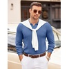 COOFANDY Mens Sweaters Long Sleeve Polos V Neck Casual Pullover Sweater | Knitted Sweater, Soft And Stretch, Regular Fit, Business Work, Fall Fashion 2026(Demin Blue)