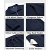 COOFANDY Men’s Tracksuit 2 Piece Quarter Zip Sweatsuit Workout Jogging Set | Soft plaid jacquard fabric, 1/4 zip jacket & jogger set, kangaroo pocket, drawstring waist; ideal for sports & gifts(Navy Blue)