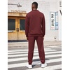 COOFANDY Men’s Tracksuit 2 Piece Quarter Zip Sweatsuit Workout Jogging Set | Soft plaid jacquard fabric, 1/4 zip jacket & jogger set, kangaroo pocket, drawstring waist; ideal for sports & gifts(Dark Red)