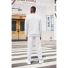 COOFANDY Men’s Tracksuit 2 Piece Quarter Zip Sweatsuit Workout Jogging Set | Soft plaid jacquard fabric, 1/4 zip jacket & jogger set, kangaroo pocket, drawstring waist; ideal for sports & gifts(White)