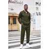COOFANDY Men’s Tracksuit 2 Piece Quarter Zip Sweatsuit Workout Jogging Set | Soft plaid jacquard fabric, 1/4 zip jacket & jogger set, kangaroo pocket, drawstring waist; ideal for sports & gifts(Army Green)