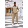 COOFANDY Men’s Tracksuit 2 Piece Quarter Zip Sweatsuit Workout Jogging Set | Soft plaid jacquard fabric, 1/4 zip jacket & jogger set, kangaroo pocket, drawstring waist; ideal for sports & gifts(Khaki)