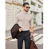 COOFANDY Mens Turtleneck Shirts Slim Fit Shirt Tops Lightweight Pullover Basic Sweater Casual Long Sleeve Shirt(Almond)