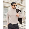 COOFANDY Mens Turtleneck Shirts Slim Fit Shirt Tops Lightweight Pullover Basic Sweater Casual Long Sleeve Shirt(Almond)
