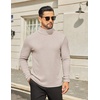 COOFANDY Mens Turtleneck Shirts Slim Fit Shirt Tops Lightweight Pullover Basic Sweater Casual Long Sleeve Shirt(Almond)