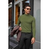 COOFANDY Mens Turtleneck Shirts Slim Fit Shirt Tops Lightweight Pullover Basic Sweater Casual Long Sleeve Shirt(Army Green)
