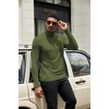COOFANDY Mens Turtleneck Shirts Slim Fit Shirt Tops Lightweight Pullover Basic Sweater Casual Long Sleeve Shirt(Army Green)