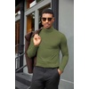 COOFANDY Mens Turtleneck Shirts Slim Fit Shirt Tops Lightweight Pullover Basic Sweater Casual Long Sleeve Shirt(Army Green)