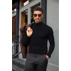COOFANDY Mens Turtleneck Shirts Slim Fit Shirt Tops Lightweight Pullover Basic Sweater Casual Long Sleeve Shirt(Black)