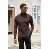 COOFANDY Mens Turtleneck Shirts Slim Fit Shirt Tops Lightweight Pullover Basic Sweater Casual Long Sleeve Shirt(Dark Brown)