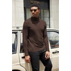 COOFANDY Mens Turtleneck Shirts Slim Fit Shirt Tops Lightweight Pullover Basic Sweater Casual Long Sleeve Shirt(Dark Brown)
