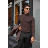 COOFANDY Mens Turtleneck Shirts Slim Fit Shirt Tops Lightweight Pullover Basic Sweater Casual Long Sleeve Shirt(Dark Brown)