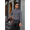 COOFANDY Mens Turtleneck Shirts Slim Fit Shirt Tops Lightweight Pullover Basic Sweater Casual Long Sleeve Shirt(Dark Grey)
