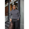 COOFANDY Mens Turtleneck Shirts Slim Fit Shirt Tops Lightweight Pullover Basic Sweater Casual Long Sleeve Shirt(Dark Grey)
