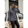 COOFANDY Mens Turtleneck Shirts Slim Fit Shirt Tops Lightweight Pullover Basic Sweater Casual Long Sleeve Shirt(Dark Grey)