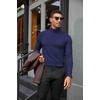 COOFANDY Mens Turtleneck Shirts Slim Fit Shirt Tops Lightweight Pullover Basic Sweater Casual Long Sleeve Shirt(Dark Navy)