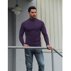 COOFANDY Mens Turtleneck Shirts Slim Fit Shirt Tops Lightweight Pullover Basic Sweater Casual Long Sleeve Shirt(Dark Purple)