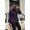 COOFANDY Mens Turtleneck Shirts Slim Fit Shirt Tops Lightweight Pullover Basic Sweater Casual Long Sleeve Shirt(Dark Purple)