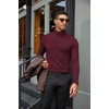 COOFANDY Mens Turtleneck Shirts Slim Fit Shirt Tops Lightweight Pullover Basic Sweater Casual Long Sleeve Shirt(Dark Red)