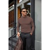 COOFANDY Mens Turtleneck Shirts Slim Fit Shirt Tops Lightweight Pullover Basic Sweater Casual Long Sleeve Shirt(Gray Brown)