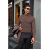 COOFANDY Mens Turtleneck Shirts Slim Fit Shirt Tops Lightweight Pullover Basic Sweater Casual Long Sleeve Shirt(Gray Brown)
