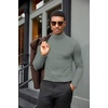 COOFANDY Mens Turtleneck Shirts Slim Fit Shirt Tops Lightweight Pullover Basic Sweater Casual Long Sleeve Shirt(Gray Green)