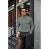 COOFANDY Mens Turtleneck Shirts Slim Fit Shirt Tops Lightweight Pullover Basic Sweater Casual Long Sleeve Shirt(Gray Green)