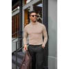 COOFANDY Mens Turtleneck Shirts Slim Fit Shirt Tops Lightweight Pullover Basic Sweater Casual Long Sleeve Shirt(Khaki)
