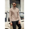 COOFANDY Mens Turtleneck Shirts Slim Fit Shirt Tops Lightweight Pullover Basic Sweater Casual Long Sleeve Shirt(Khaki)