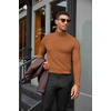 COOFANDY Mens Turtleneck Shirts Slim Fit Shirt Tops Lightweight Pullover Basic Sweater Casual Long Sleeve Shirt(Light Brown)