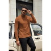 COOFANDY Mens Turtleneck Shirts Slim Fit Shirt Tops Lightweight Pullover Basic Sweater Casual Long Sleeve Shirt(Light Brown)