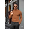 COOFANDY Mens Turtleneck Shirts Slim Fit Shirt Tops Lightweight Pullover Basic Sweater Casual Long Sleeve Shirt(Light Brown)