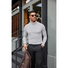 COOFANDY Mens Turtleneck Shirts Slim Fit Shirt Tops Lightweight Pullover Basic Sweater Casual Long Sleeve Shirt(Light Gray)