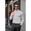 COOFANDY Mens Turtleneck Shirts Slim Fit Shirt Tops Lightweight Pullover Basic Sweater Casual Long Sleeve Shirt(Light Gray)