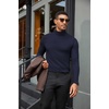 COOFANDY Mens Turtleneck Shirts Slim Fit Shirt Tops Lightweight Pullover Basic Sweater Casual Long Sleeve Shirt(Navy Blue)
