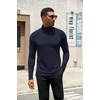 COOFANDY Mens Turtleneck Shirts Slim Fit Shirt Tops Lightweight Pullover Basic Sweater Casual Long Sleeve Shirt(Navy Blue)