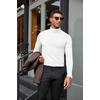 COOFANDY Mens Turtleneck Shirts Slim Fit Shirt Tops Lightweight Pullover Basic Sweater Casual Long Sleeve Shirt(White)