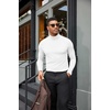 COOFANDY Mens Turtleneck Shirts Slim Fit Shirt Tops Lightweight Pullover Basic Sweater Casual Long Sleeve Shirt(White)