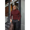 COOFANDY Mens Turtleneck Shirts Slim Fit Shirt Tops Lightweight Pullover Basic Sweater Casual Long Sleeve Shirt(Wine Red)