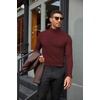 COOFANDY Mens Turtleneck Shirts Slim Fit Shirt Tops Lightweight Pullover Basic Sweater Casual Long Sleeve Shirt(Wine Red)