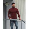 COOFANDY Mens Turtleneck Shirts Slim Fit Shirt Tops Lightweight Pullover Basic Sweater Casual Long Sleeve Shirt(Wine Red)
