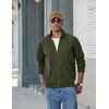 COOFANDY Men’s Zip Up Fleece Lined Sweatshirts Lightweight Sweater Jackets | Long Sleeve Stand Collar Jacket, Raglan Sleeve, Casual Stylish, Soft Comfort, 2026 Fall Fashion Sweatshirt, Winter Warm Coat(Army Green)